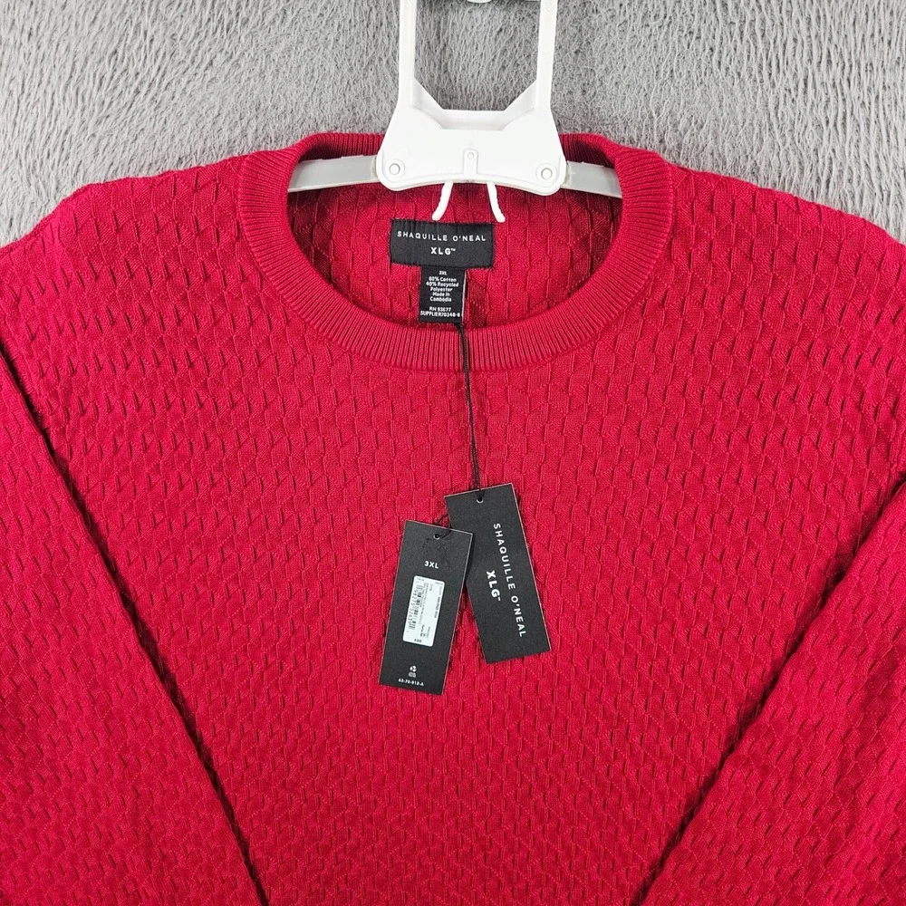 Shaquille O'Neal XLG Mens 3XL Rumba Red Textured Knit Crew Neck Sweater‎ New